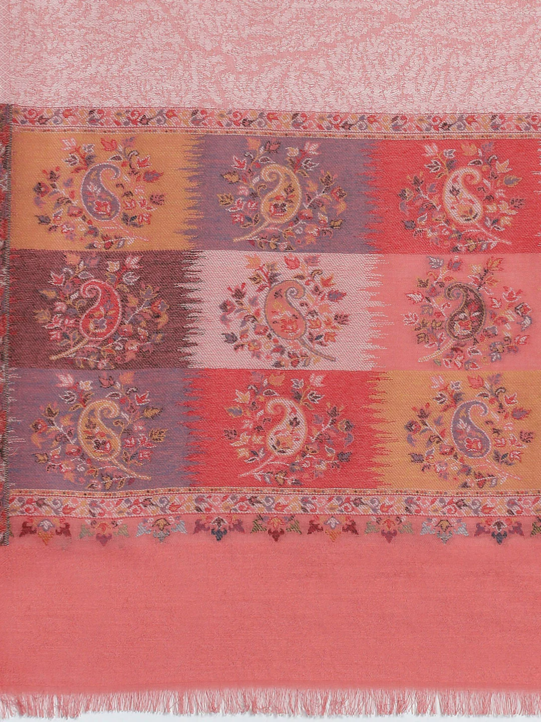 Women Peach Self Design Shawl - Image 7