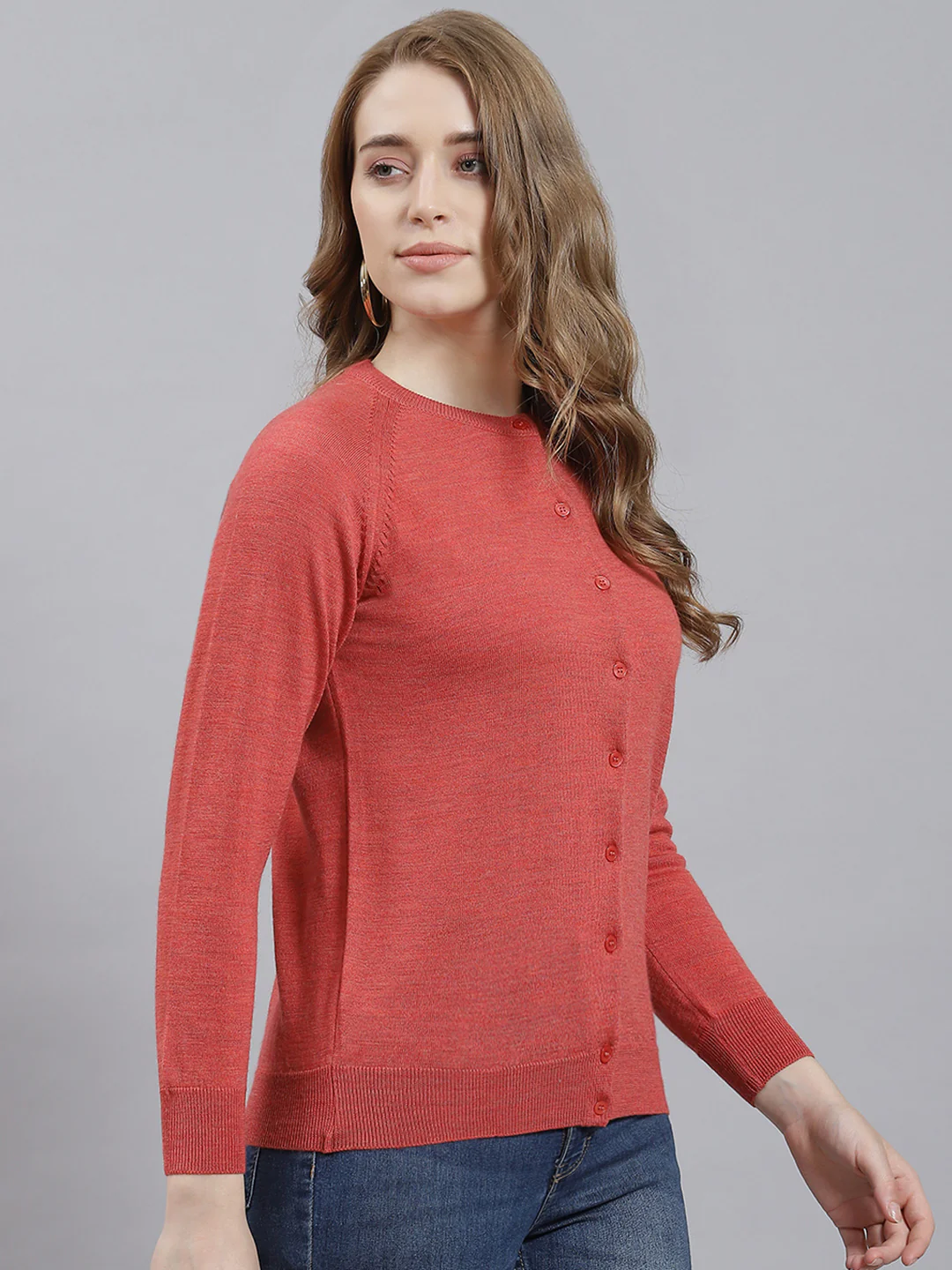Women Peach Solid Cardigan - Image 3