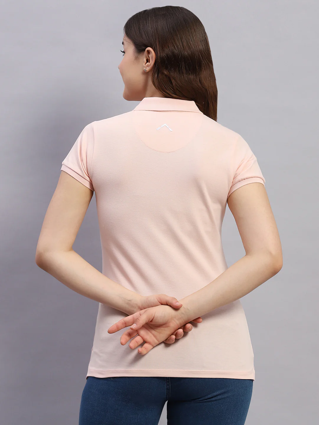 Rock.it Women Peach Solid Collar Half Sleeve T-Shirt - Image 5