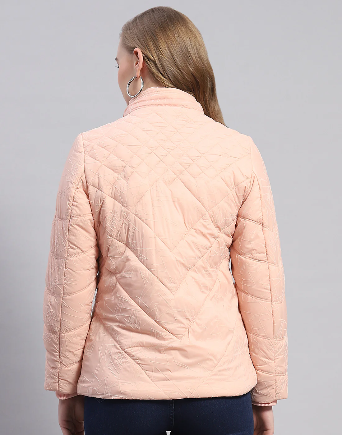 Women Peach Solid Hooded Full Sleeve Jacket - Image 7