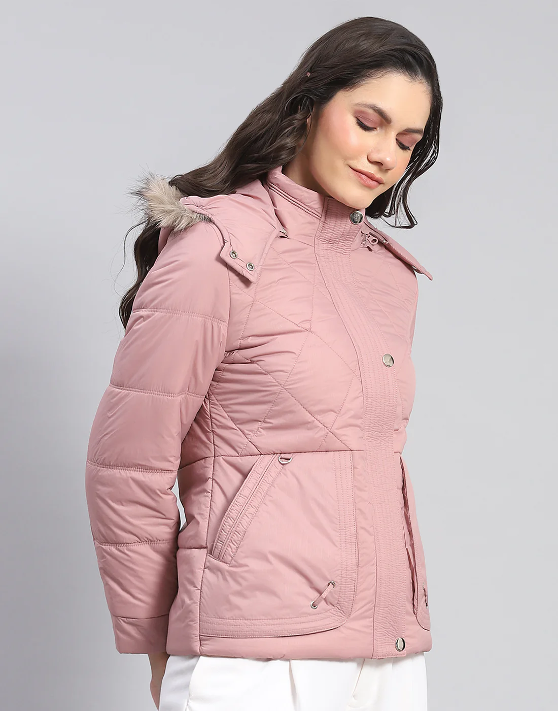 Women Peach Solid Hooded Full Sleeve Jacket - Image 5