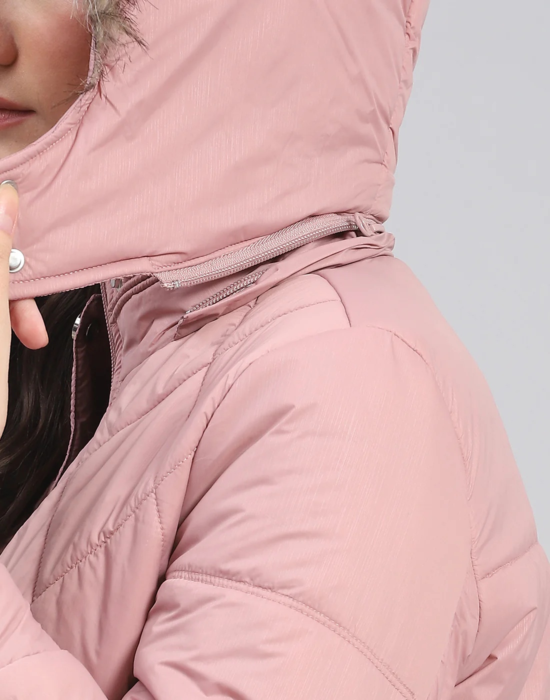 Women Peach Solid Hooded Full Sleeve Jacket - Image 8