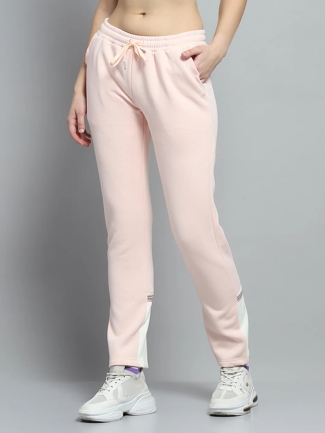 Women Peach Solid Hooded Full Sleeve Tracksuit - Image 7