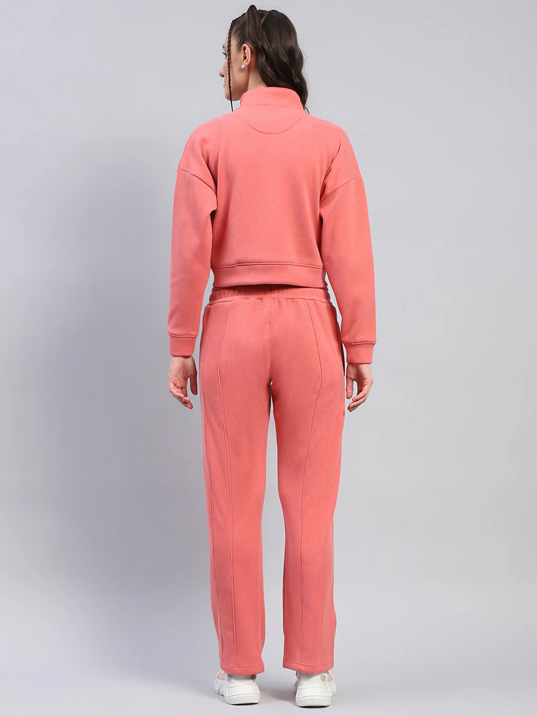 Rock.it Women Peach Solid Mock Neck Full Sleeve Cords Set - Image 5