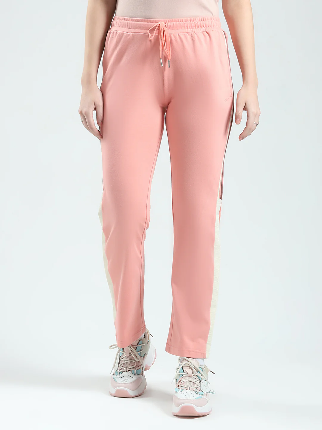 Women Peach Solid Regular Fit Lower