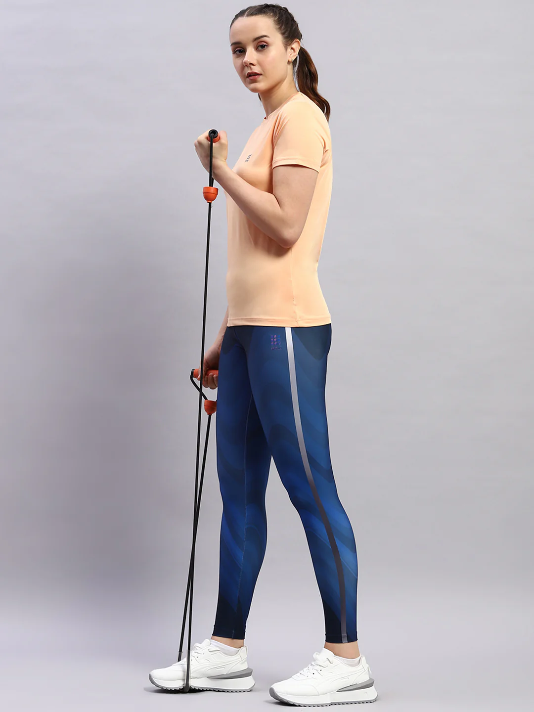 Rock.it Women Peach Solid Round Neck Half Sleeve Top - Image 2