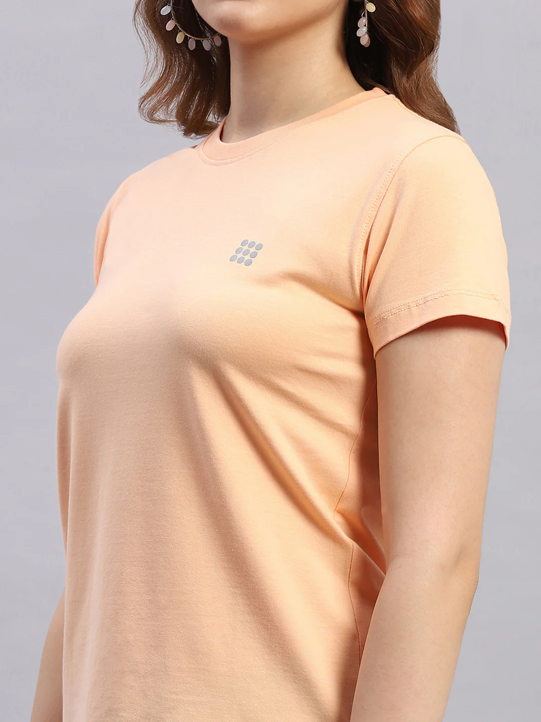 Rock.it Women Peach Solid Round Neck Half Sleeve Top - Image 6