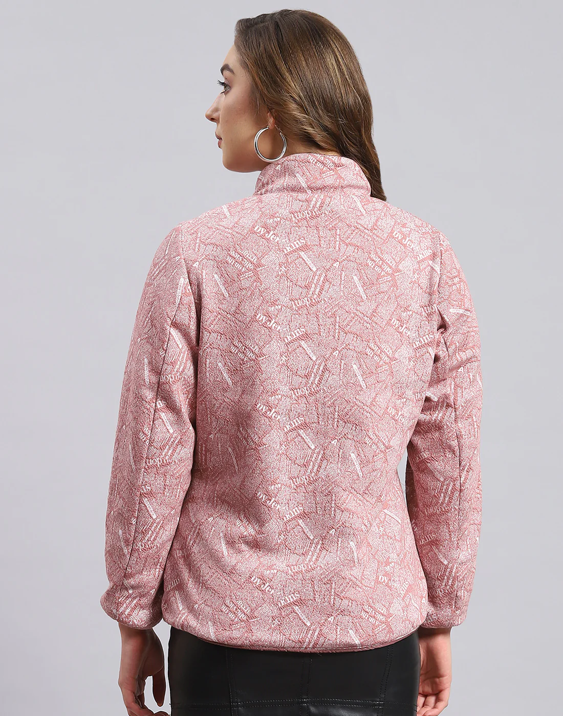 Women Peach Solid Stand Collar Full Sleeve Jacket - Image 8