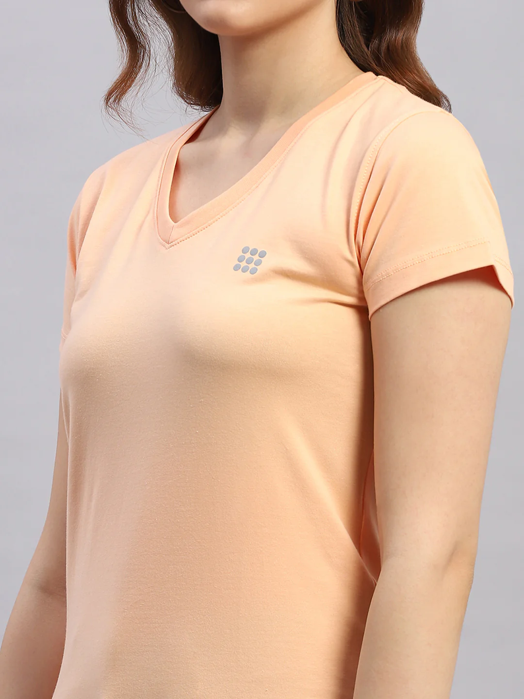 Rock.it Women Peach Solid V Neck Half Sleeve Top - Image 6
