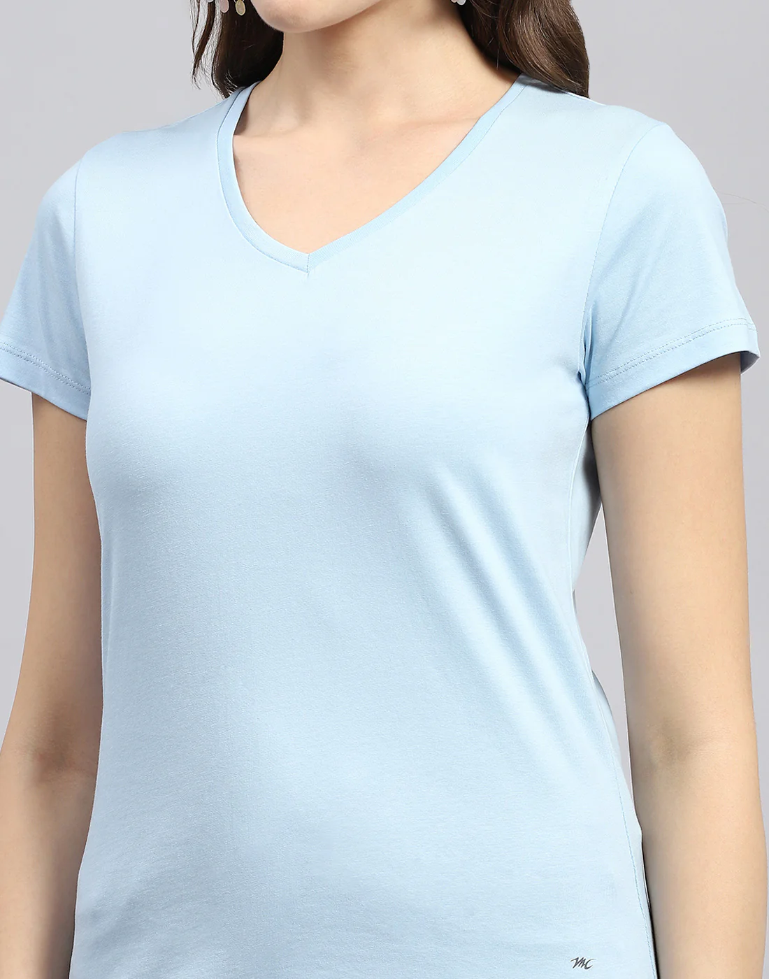 Women Pink & Blue Solid V Neck Half Sleeve Top (Pack of 2) - Image 3