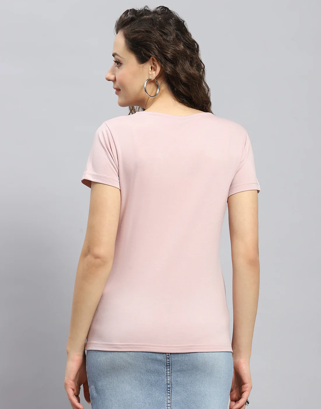 Women Pink Embellished Round Neck Half Sleeve Top - Image 5