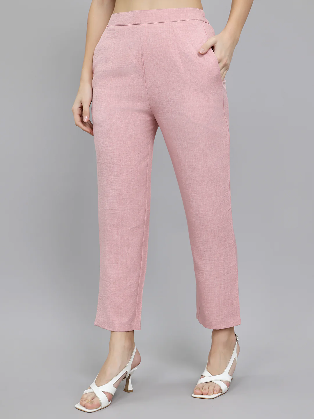 Women Pink Embroidered Henley Neck Full Sleeve Cords Set - Image 6