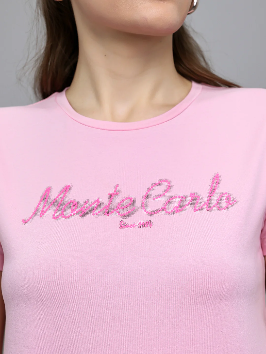 Women Pink Embroidered Round Neck Half Sleeve Top - Image 5