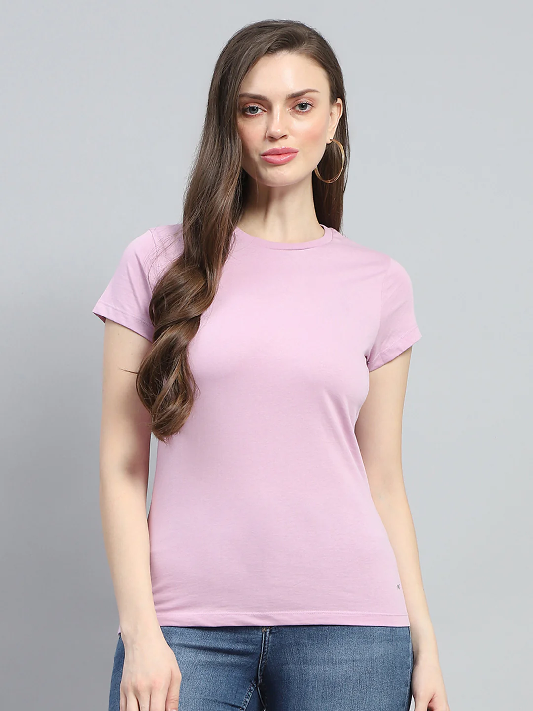 Women Pink & Green Solid Round Neck Half Sleeve Top 2Pc Set - Image 3