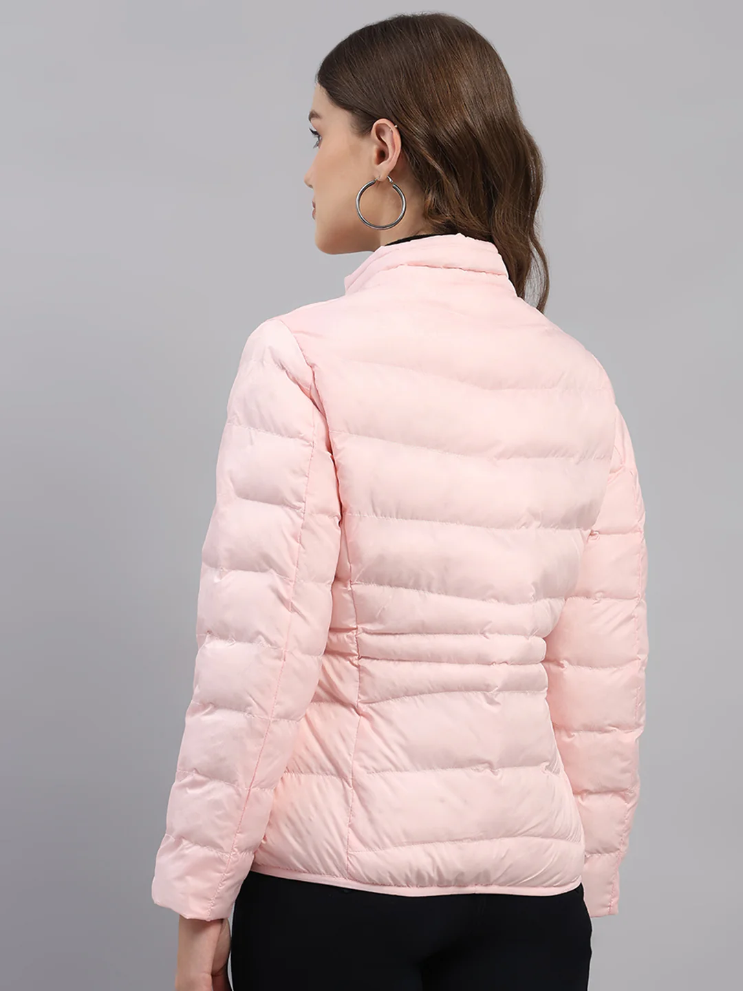 Women Pink Printed Collar Full Sleeve Jacket - Image 5