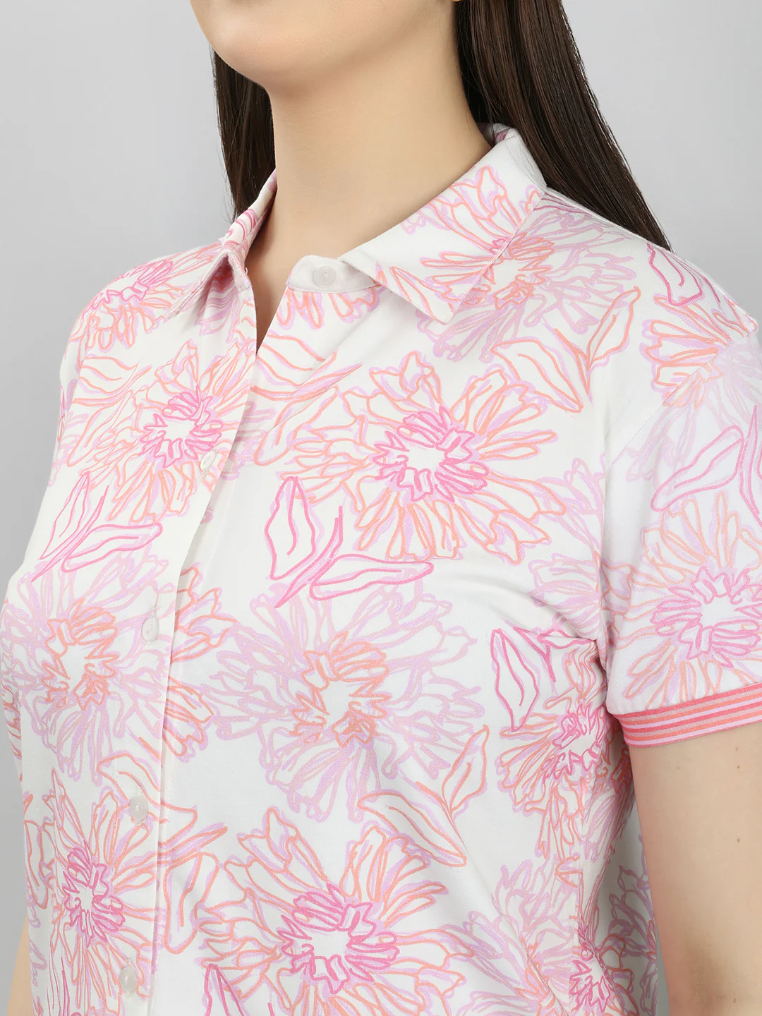 Women Pink Printed Collar Half Sleeve Combo 3 Pc Set (Top, Shorts & Lower) - Image 5