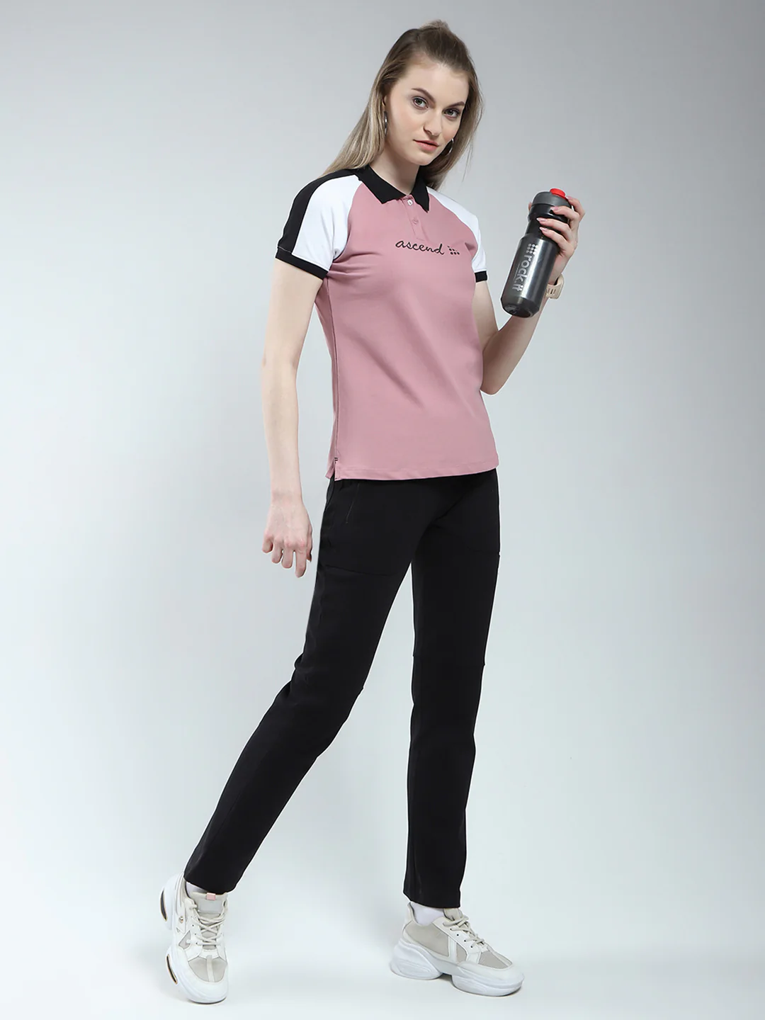 Rock.it Women Pink Printed Collar Half Sleeve T-Shirt - Image 2
