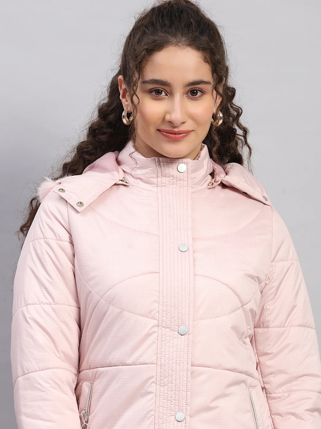 Women Pink Printed Hooded Full Sleeve Jacket - Image 7
