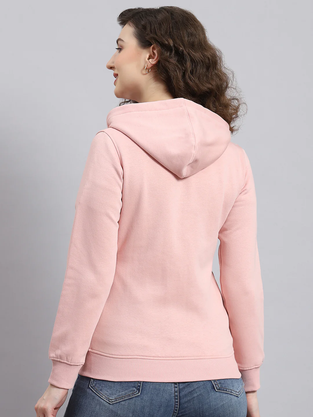 Women Pink Printed Hooded Full Sleeve Sweatshirt - Image 6