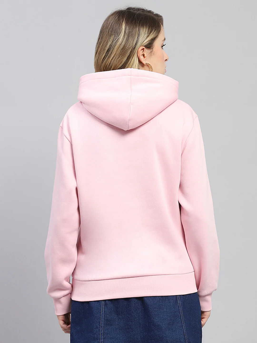 Women Pink Printed Hooded Full Sleeve Sweatshirt - Image 5