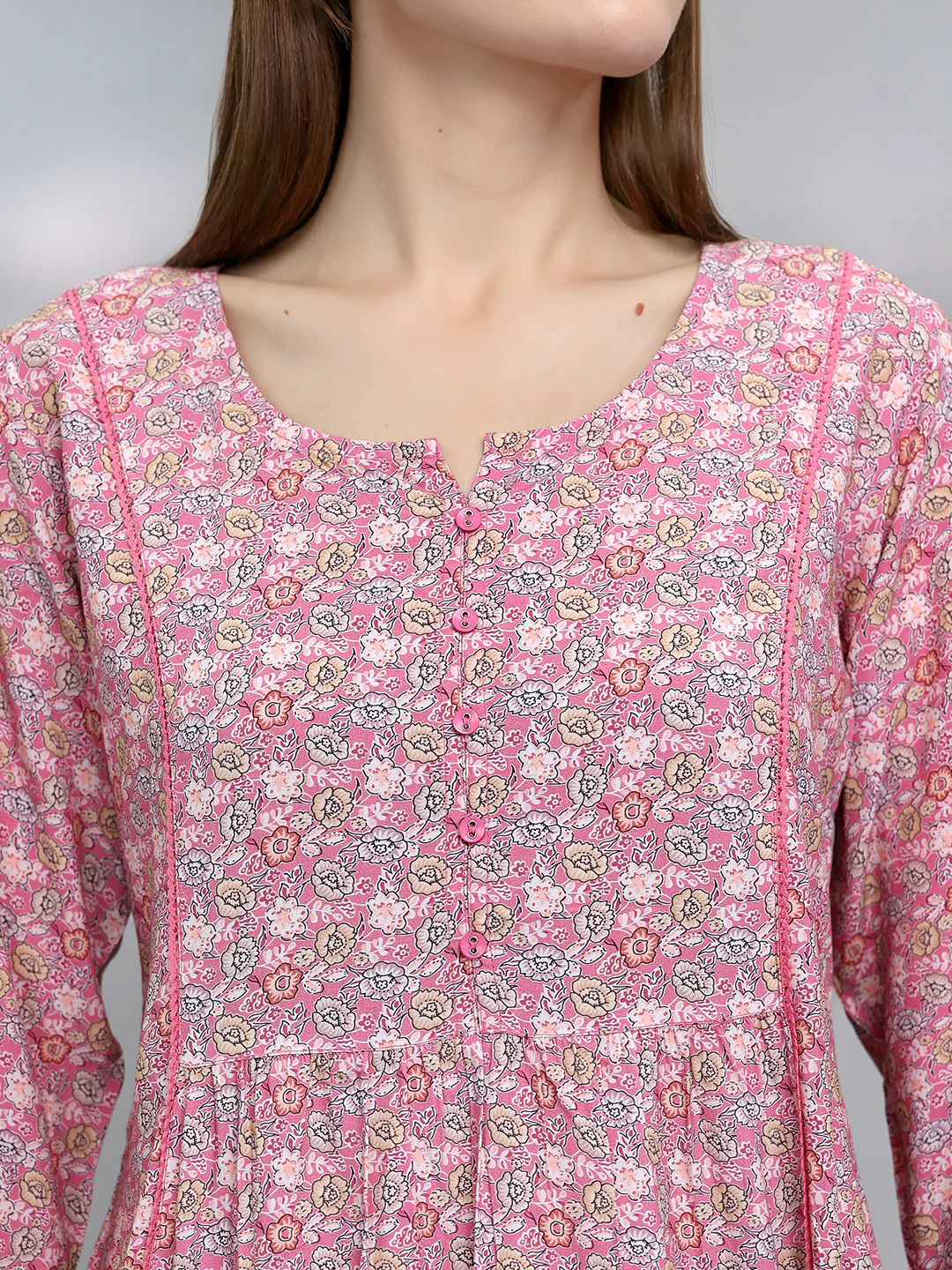 Women Pink Printed Round Neck 3/4th Sleeve Top - Image 5