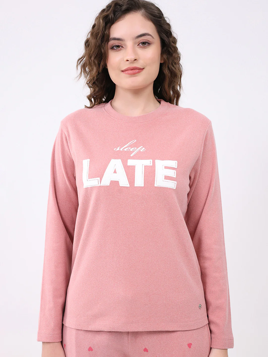 Women Pink Printed Round Neck Full Sleeve Lower Set - Image 6