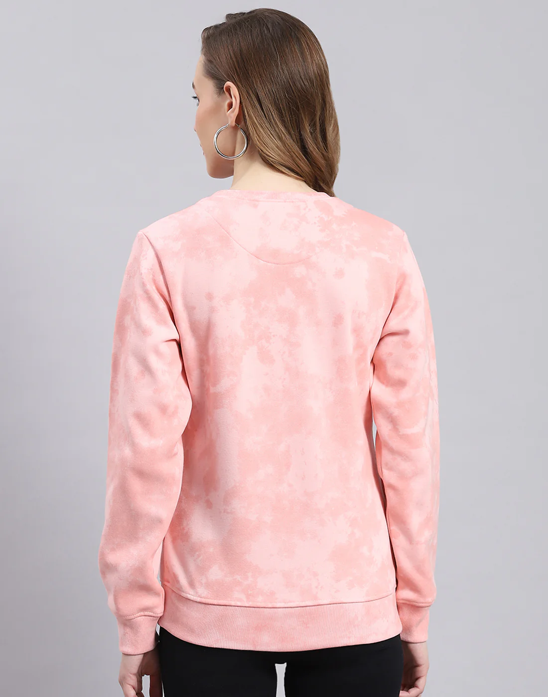 Women Pink Printed Round Neck Full Sleeve Sweatshirt - Image 5