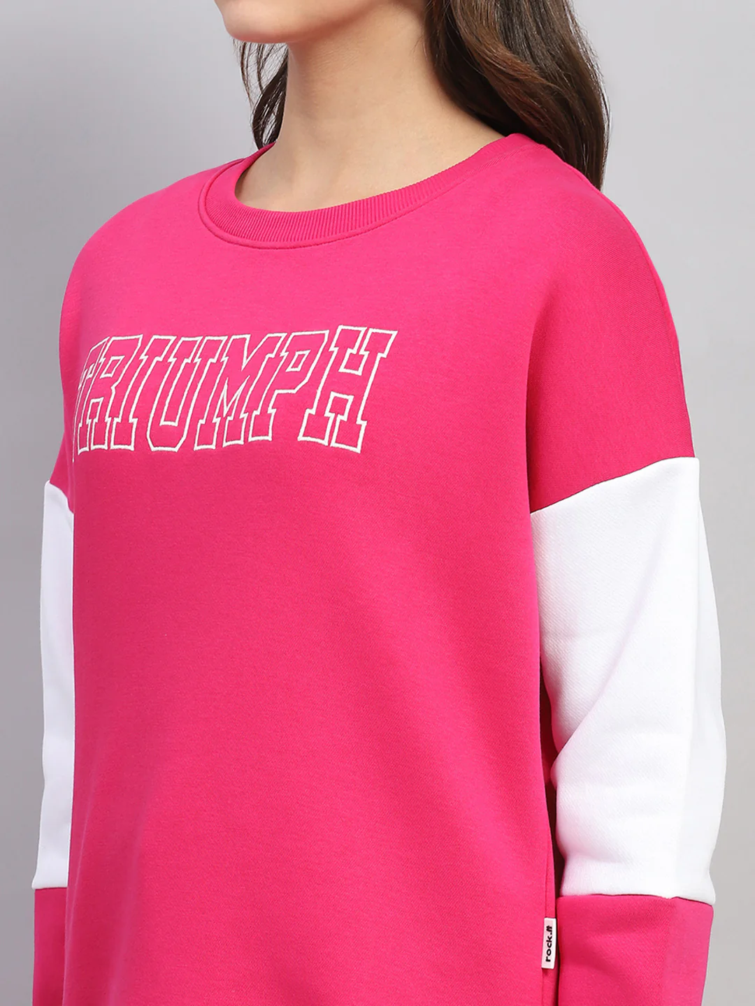 Rock.it Women Pink Printed Round Neck Full Sleeve Sweatshirt - Image 6