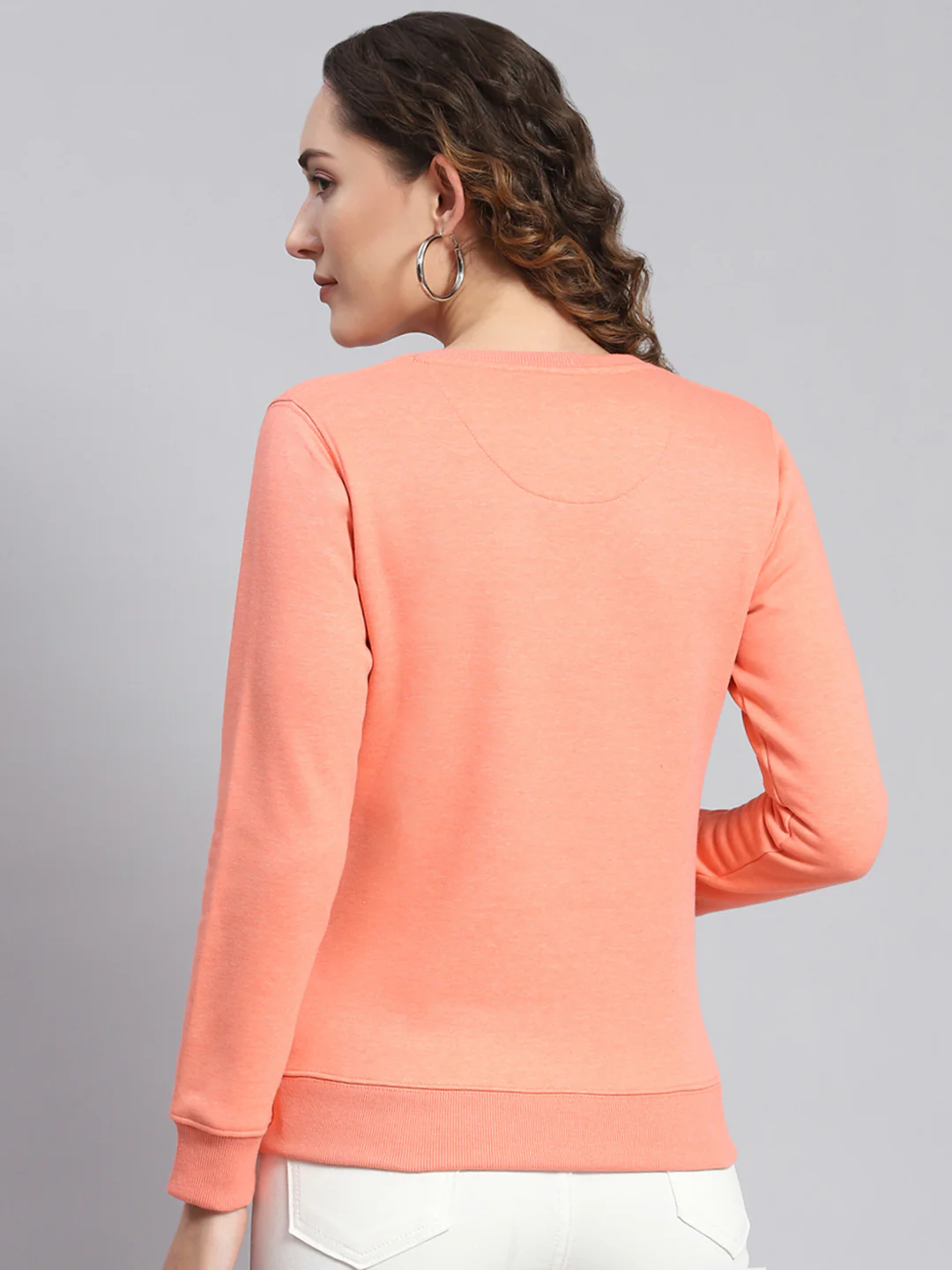 Women Pink Printed Round Neck Full Sleeve Sweatshirts - Image 5
