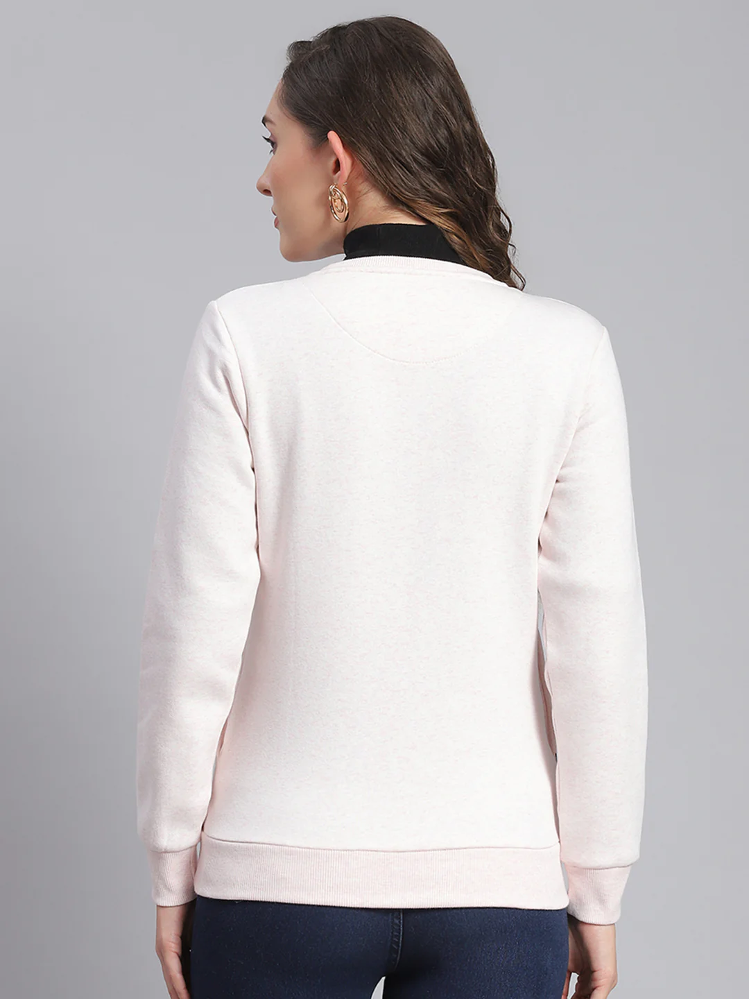 Women Pink Printed Round Neck Full Sleeve Sweatshirts - Image 5