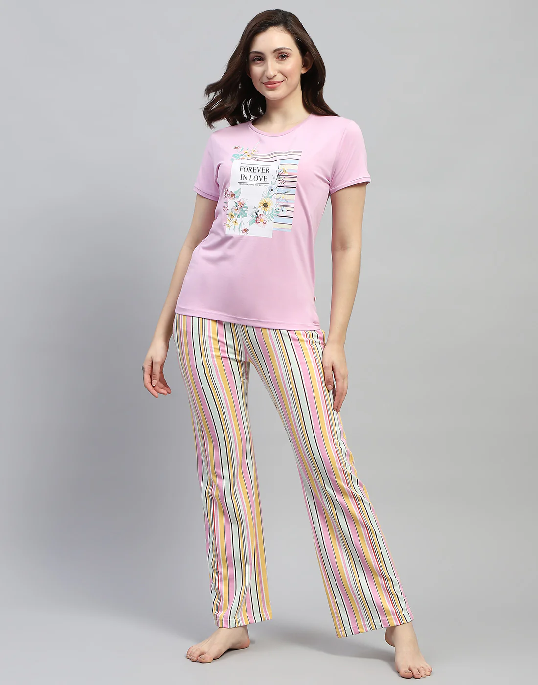 Women Pink Printed Round Neck Half Sleeve Combo 3Pc Set - Image 3