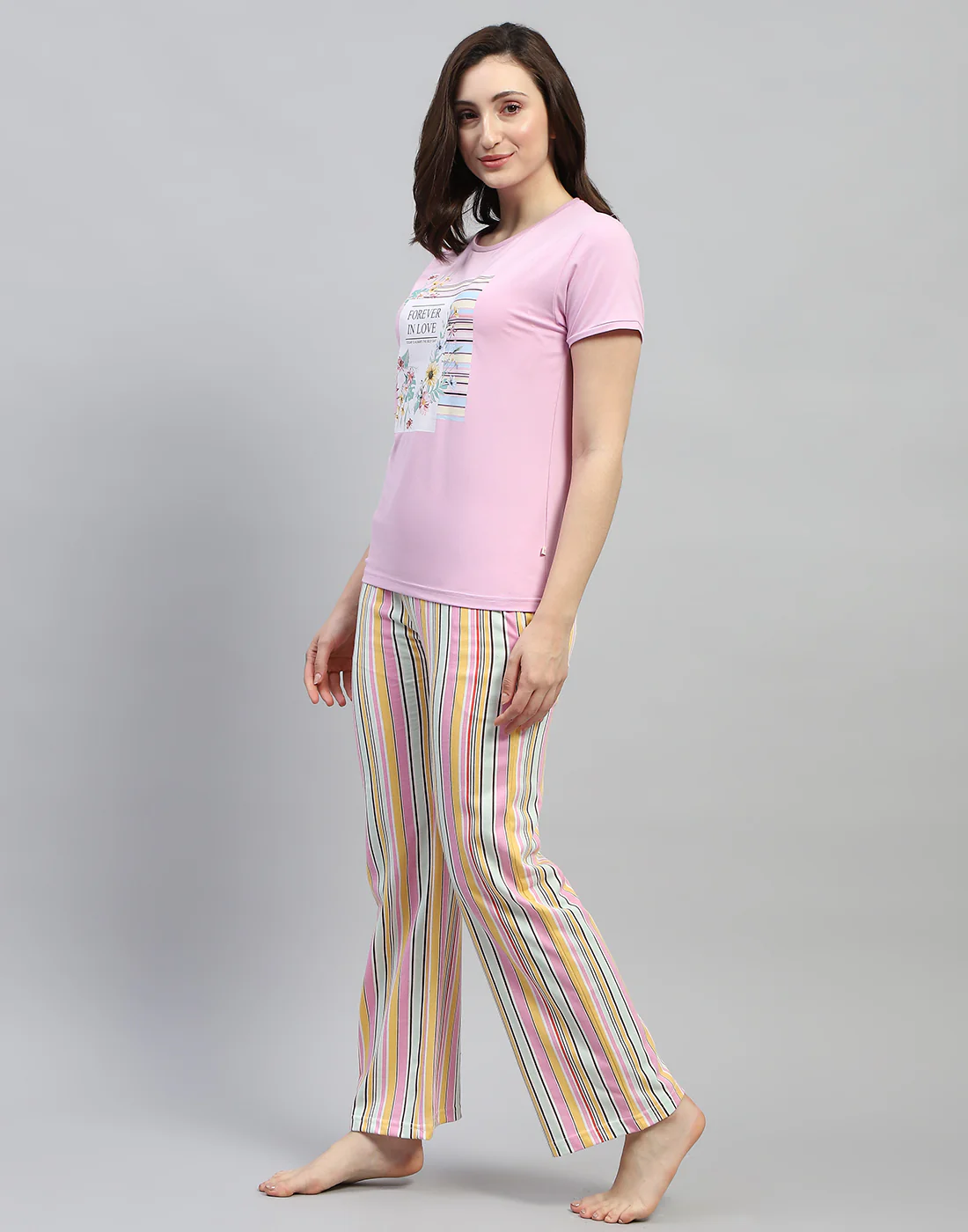 Women Pink Printed Round Neck Half Sleeve Combo 3Pc Set - Image 4