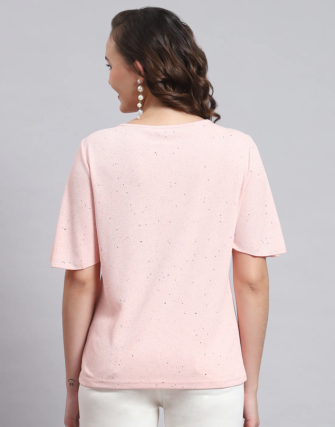 Women Pink Printed Round Neck Half Sleeve Top - Image 5