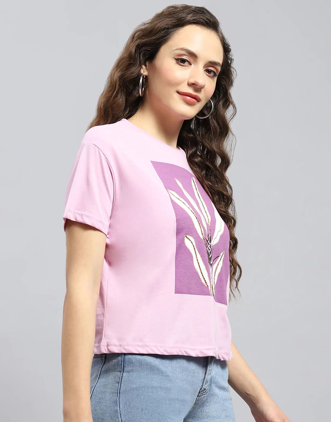 Women Pink Printed Round Neck Half Sleeve Top - Image 4