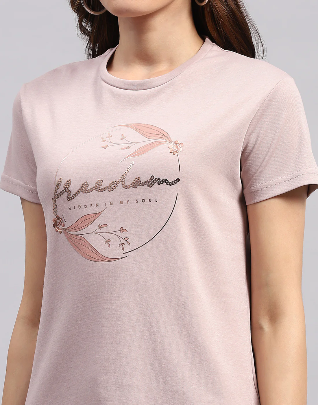 Women Pink Printed Round Neck Half Sleeve Top - Image 8
