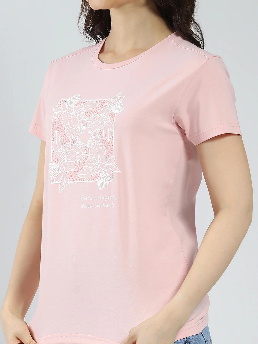 Women Pink Printed Round Neck Half Sleeve Top - Image 7