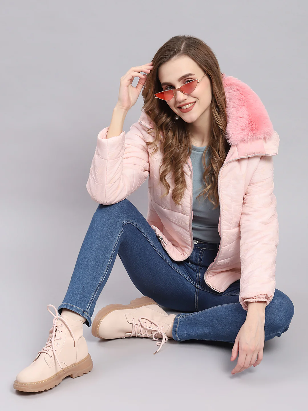 Women Pink Printed Spread Collar Full Sleeve Jackets - Image 3