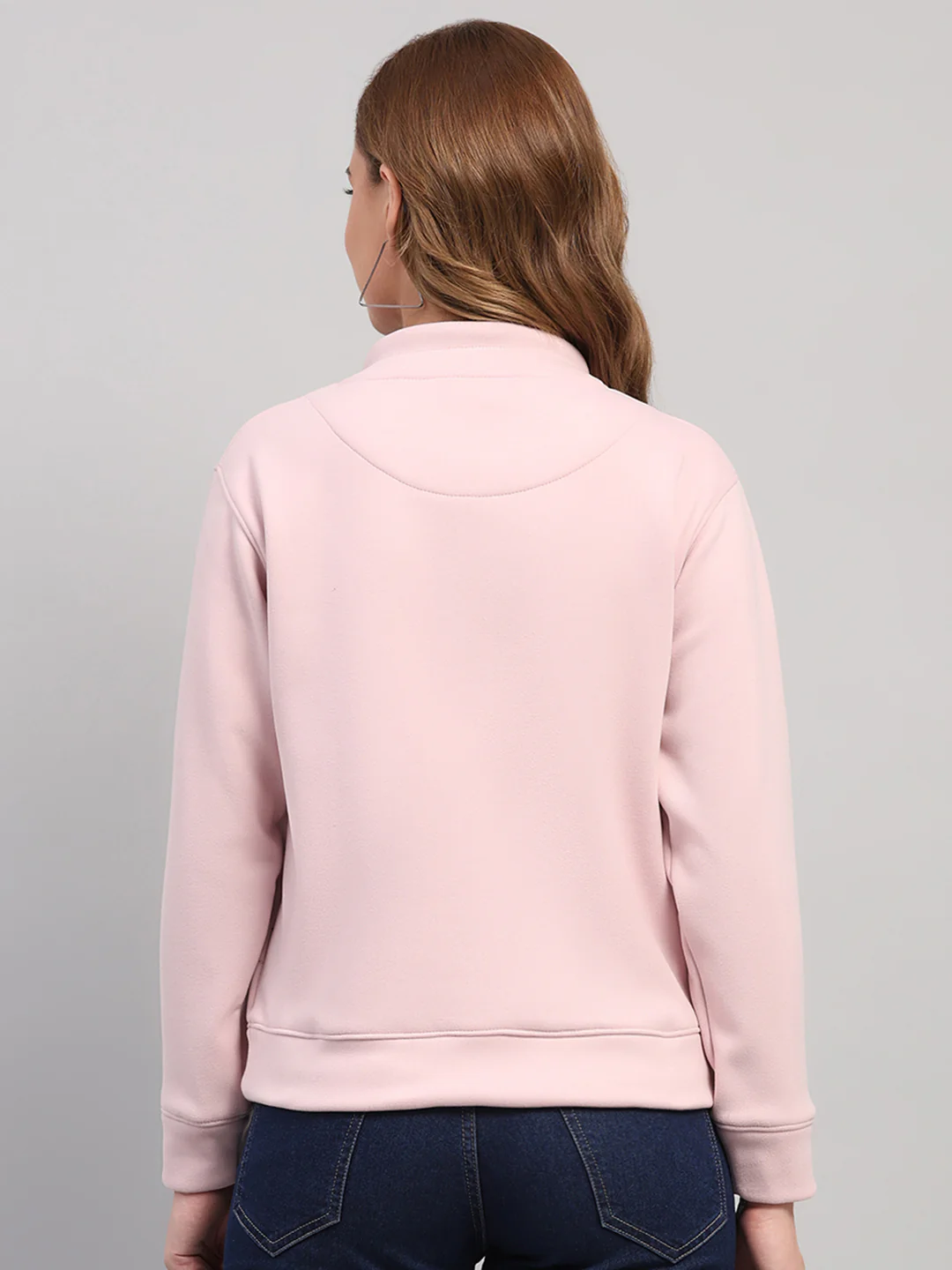 Women Pink Printed Turtle Neck Full Sleeve Sweatshirt - Image 5