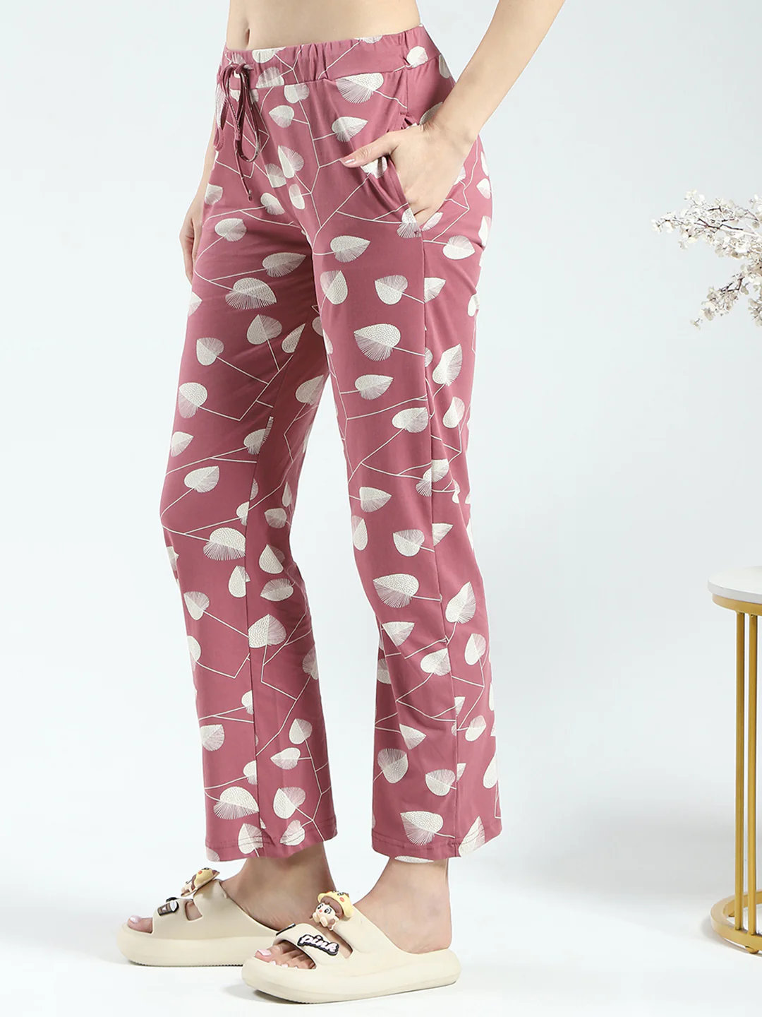 Women Pink Printed Round Neck 3/4th Sleeve Lower Set - Image 6