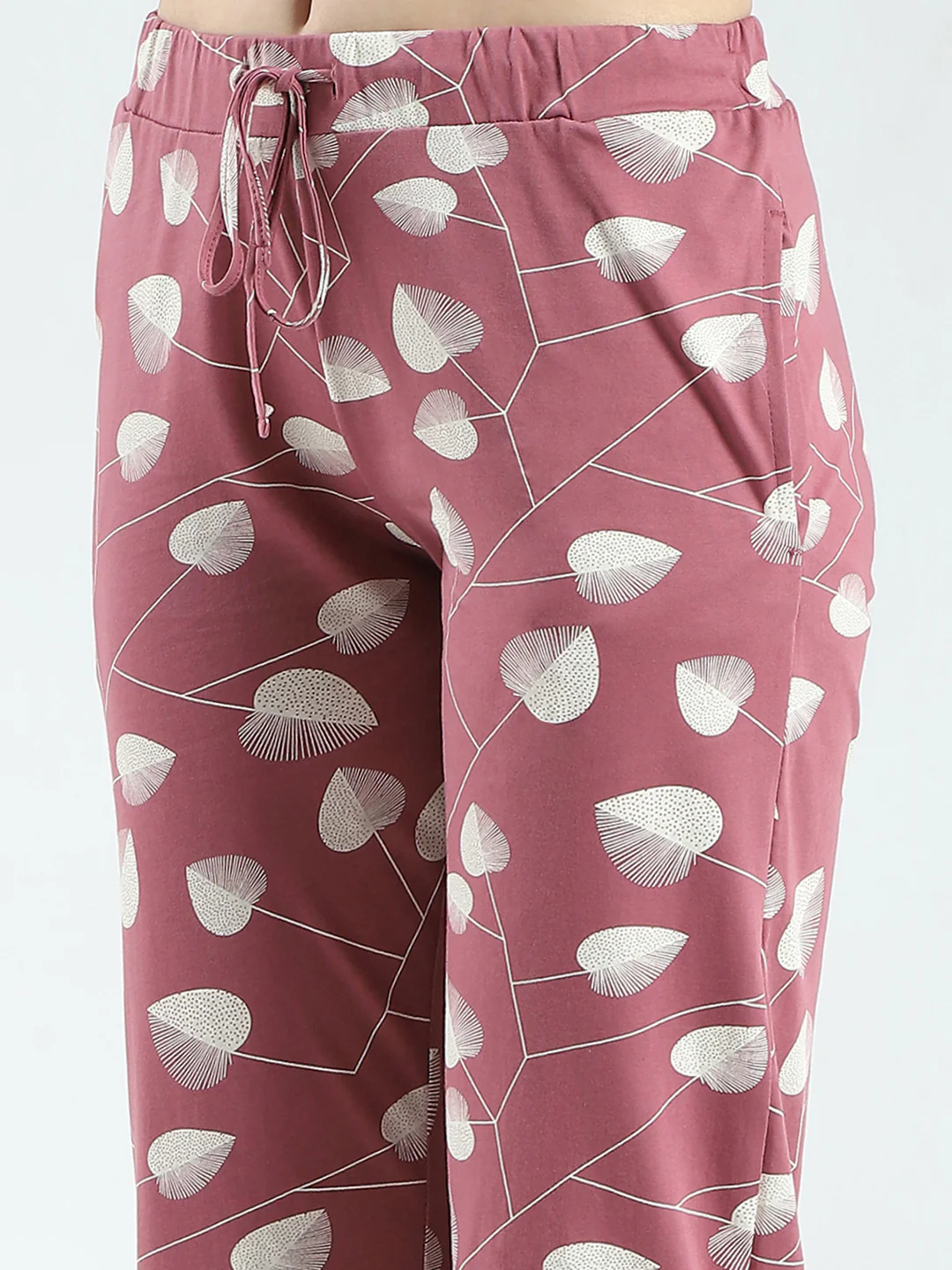Women Pink Printed Round Neck 3/4th Sleeve Lower Set - Image 8