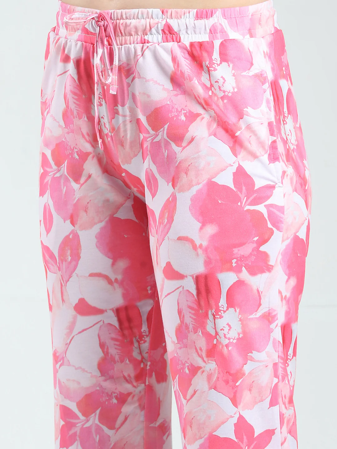 Women Pink Printed Round Neck Half Sleeve Lower Set - Image 8