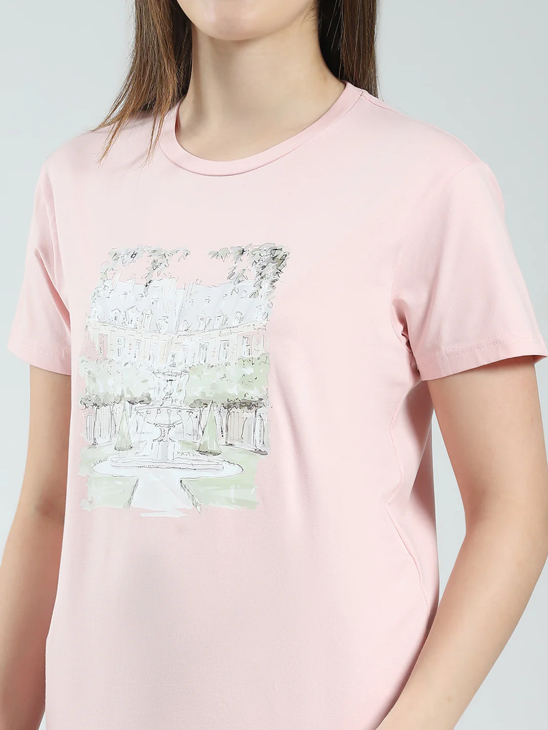 Women Pink Printed Round Neck Half Sleeve Lower Set - Image 7