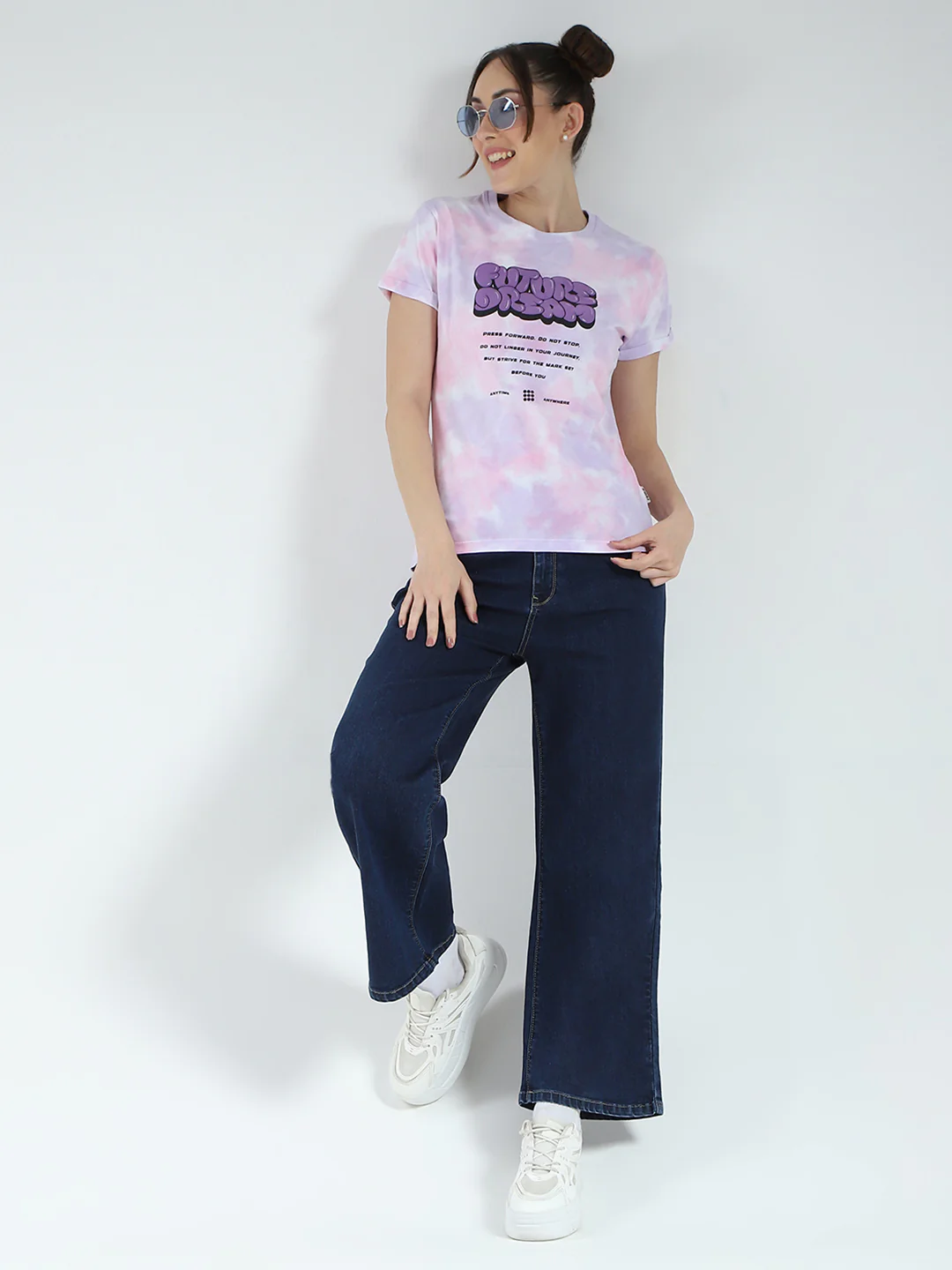 Rock.it Women Pink Printed Round Neck Half Sleeve Top - Image 2