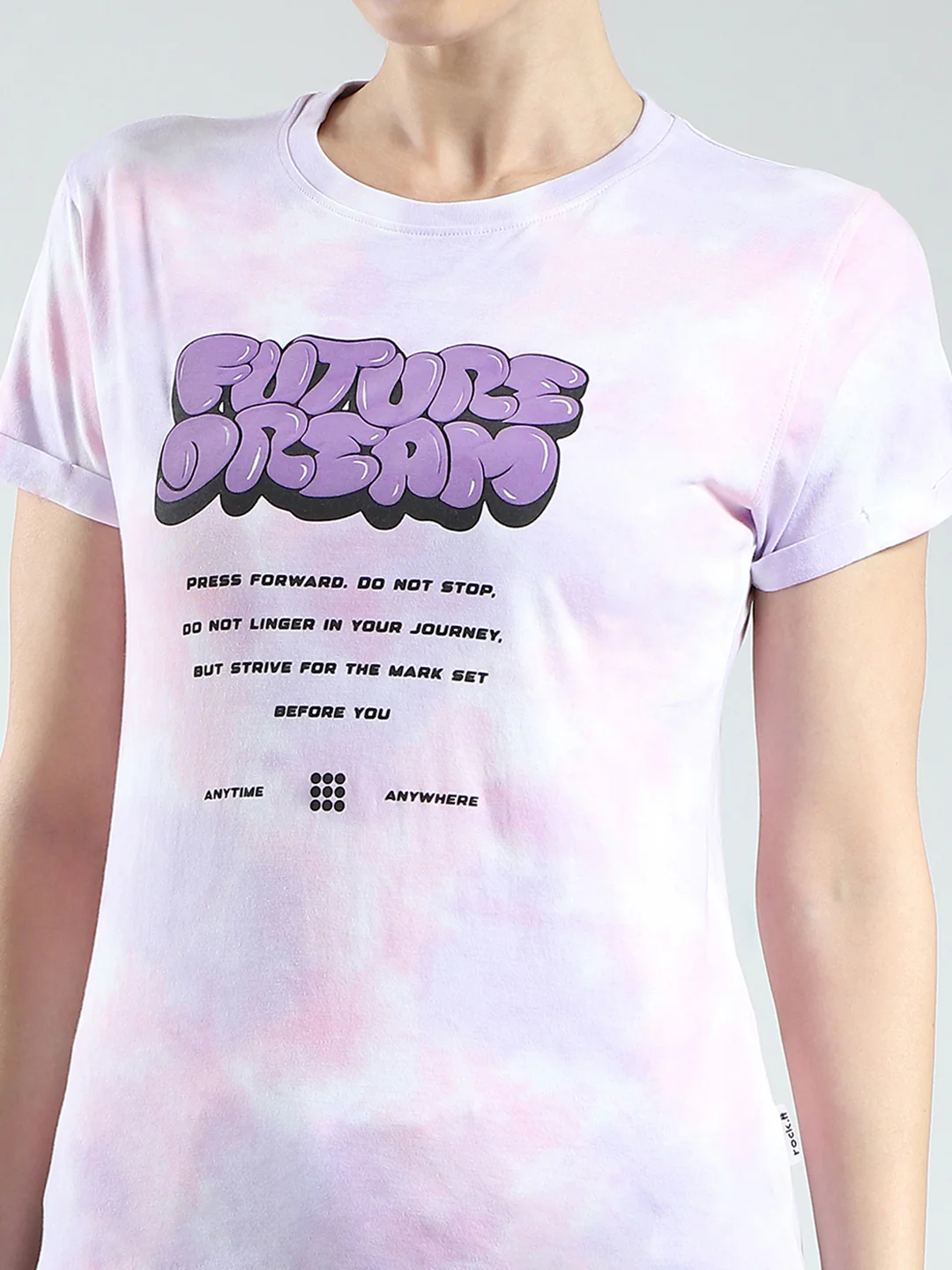 Rock.it Women Pink Printed Round Neck Half Sleeve Top - Image 6