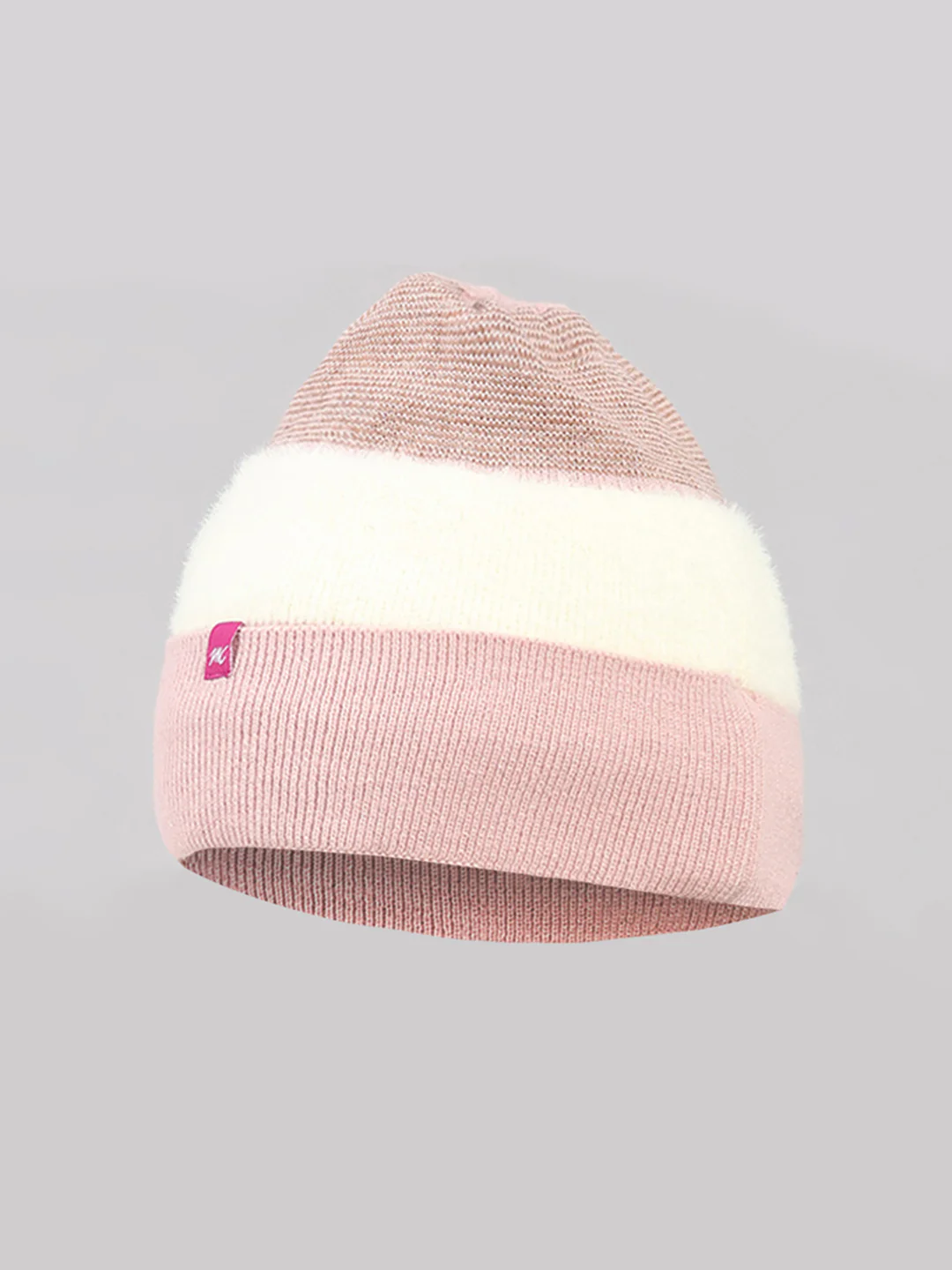 Women Pink Self Design Blend Wool Cap - Image 2
