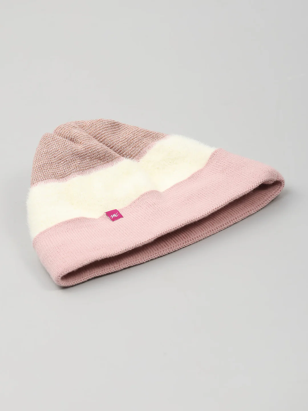 Women Pink Self Design Blend Wool Cap - Image 6