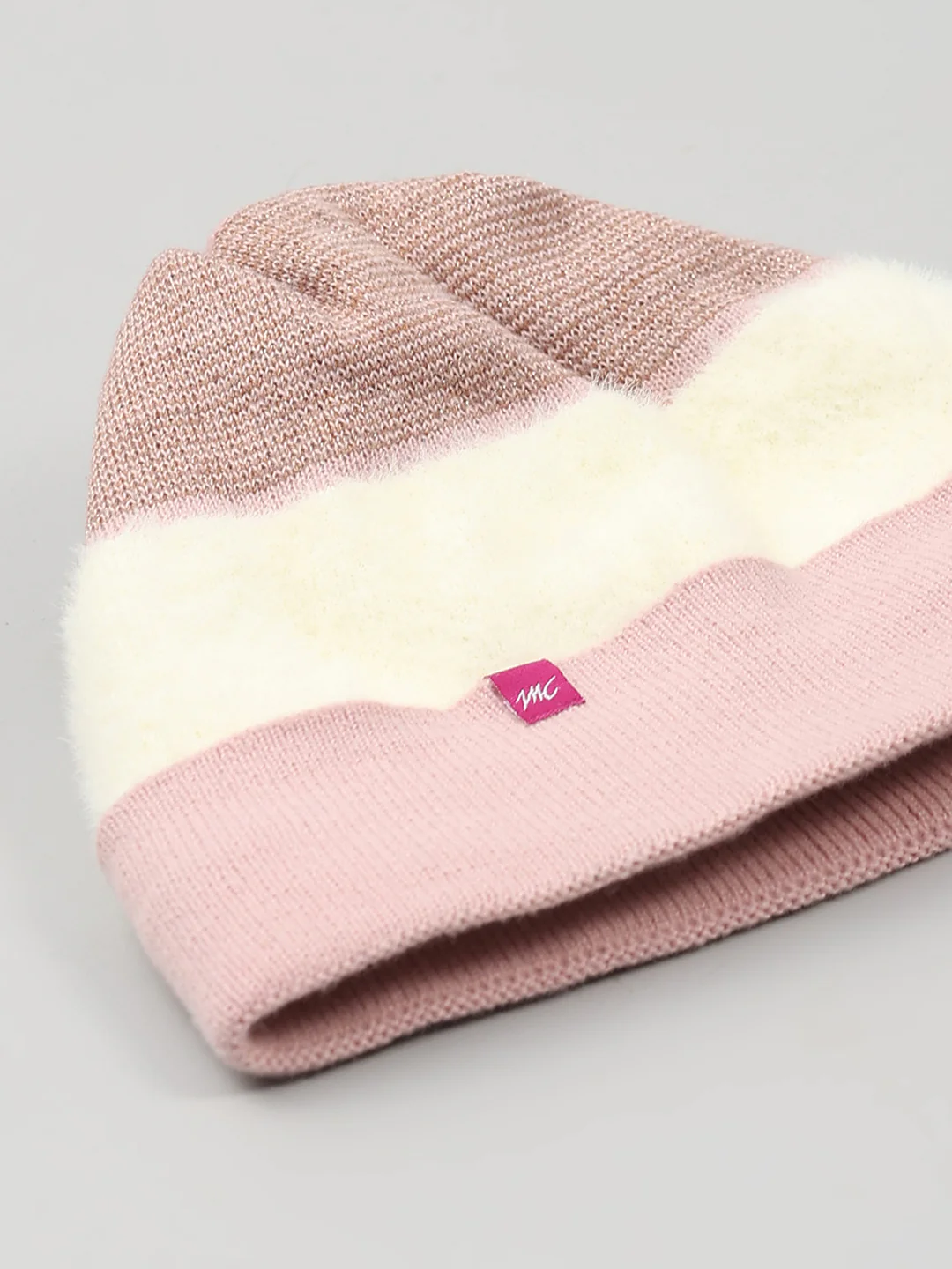 Women Pink Self Design Blend Wool Cap - Image 7