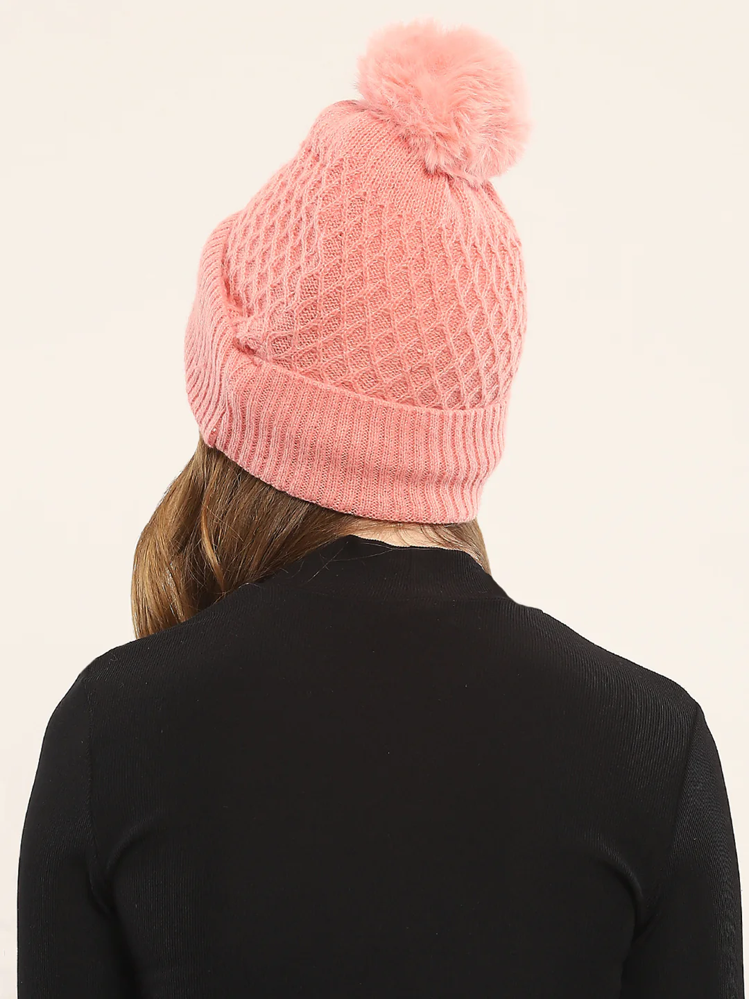 Women Pink Self Design Cap - Image 5