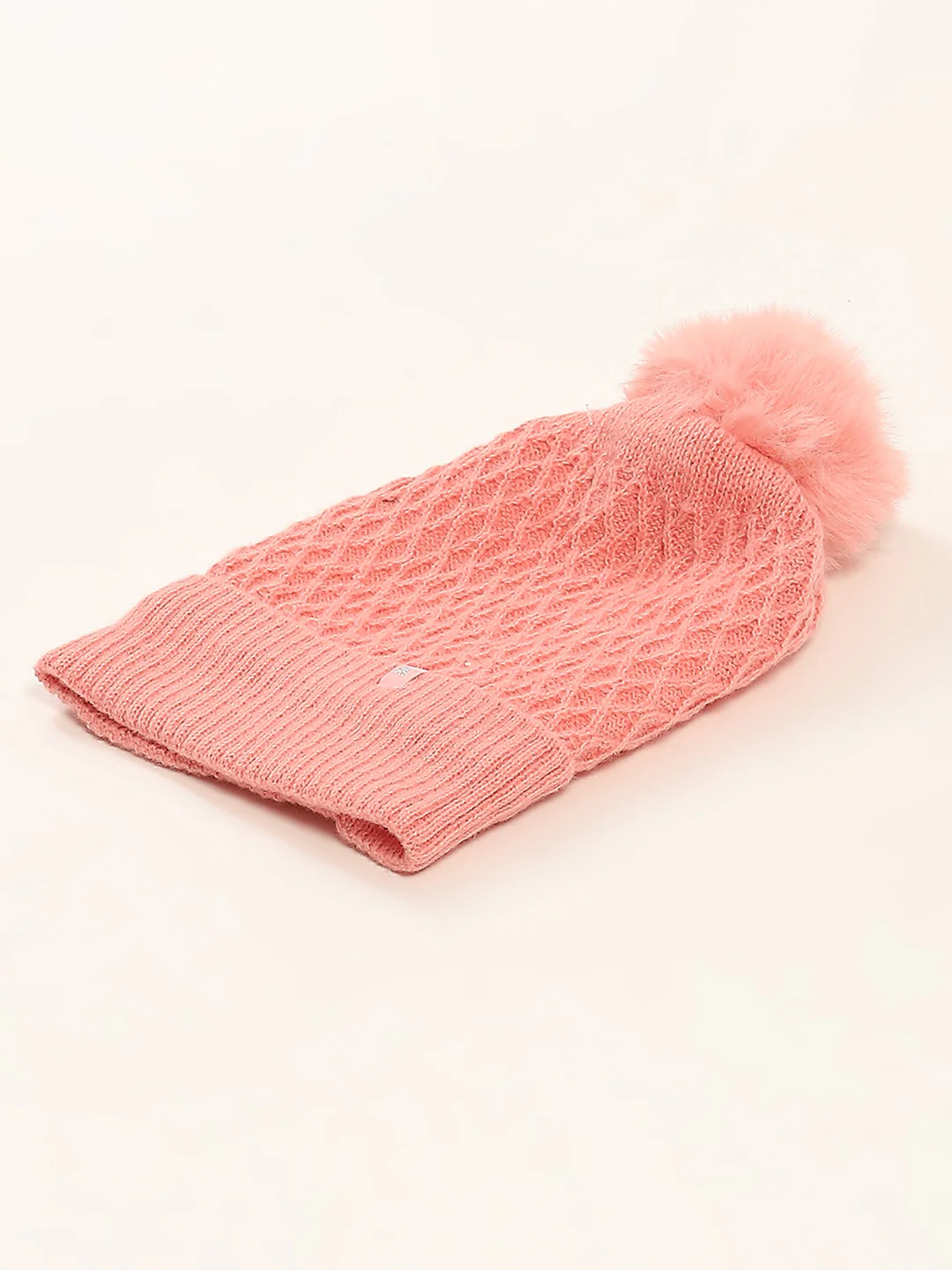 Women Pink Self Design Cap - Image 6