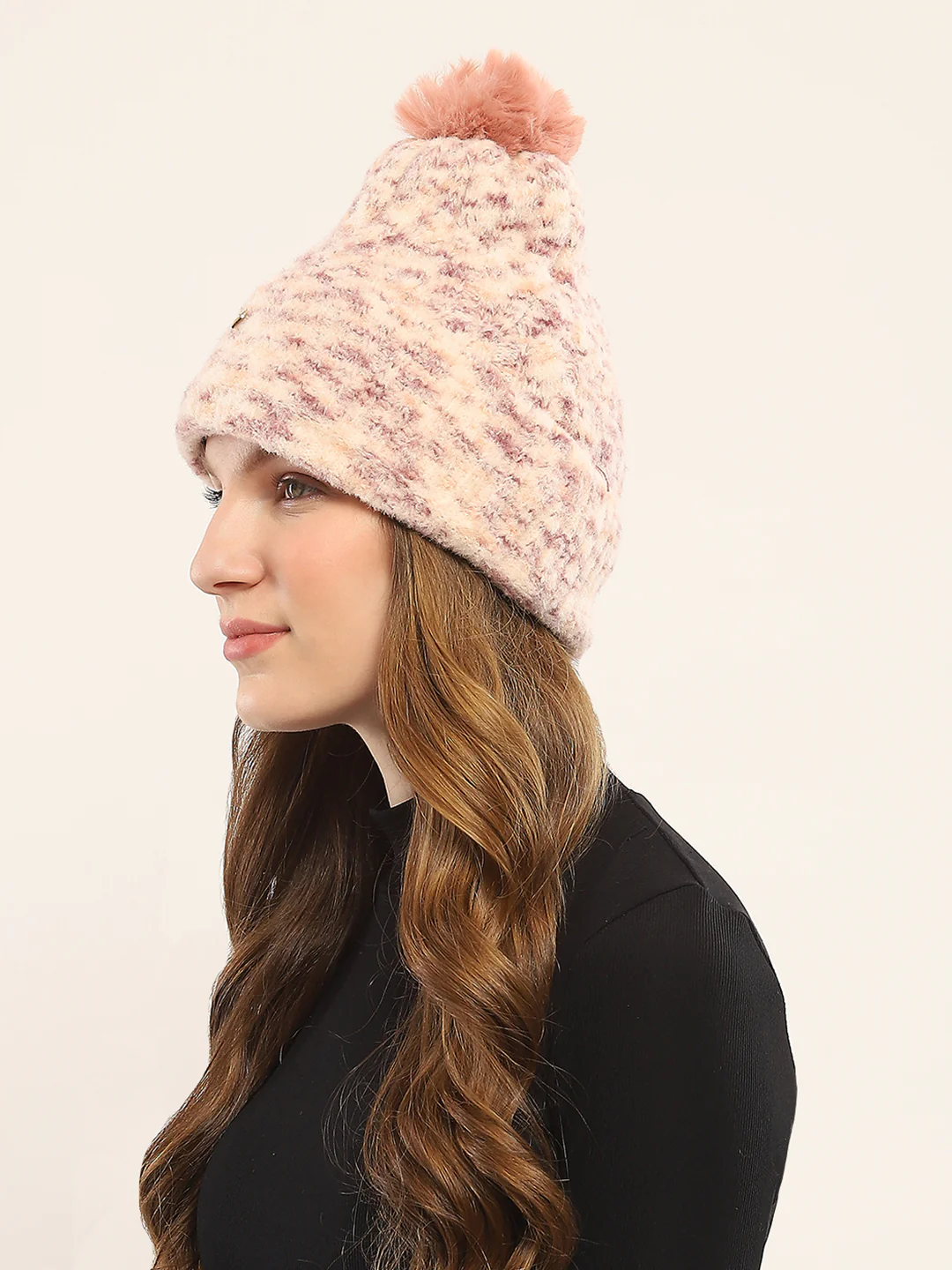 Women Pink Self Design Cap - Image 3